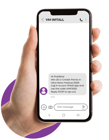 Promotional SMS as the customer sees it Promotional SMS service India message shown in a phone inbox with a tracked short link